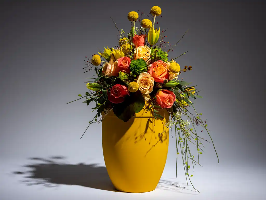 Trauerblumen schmücken Urnen und Särge zur Trauerfeier und Beerdigung in Berlin Prenzlauer Berg.